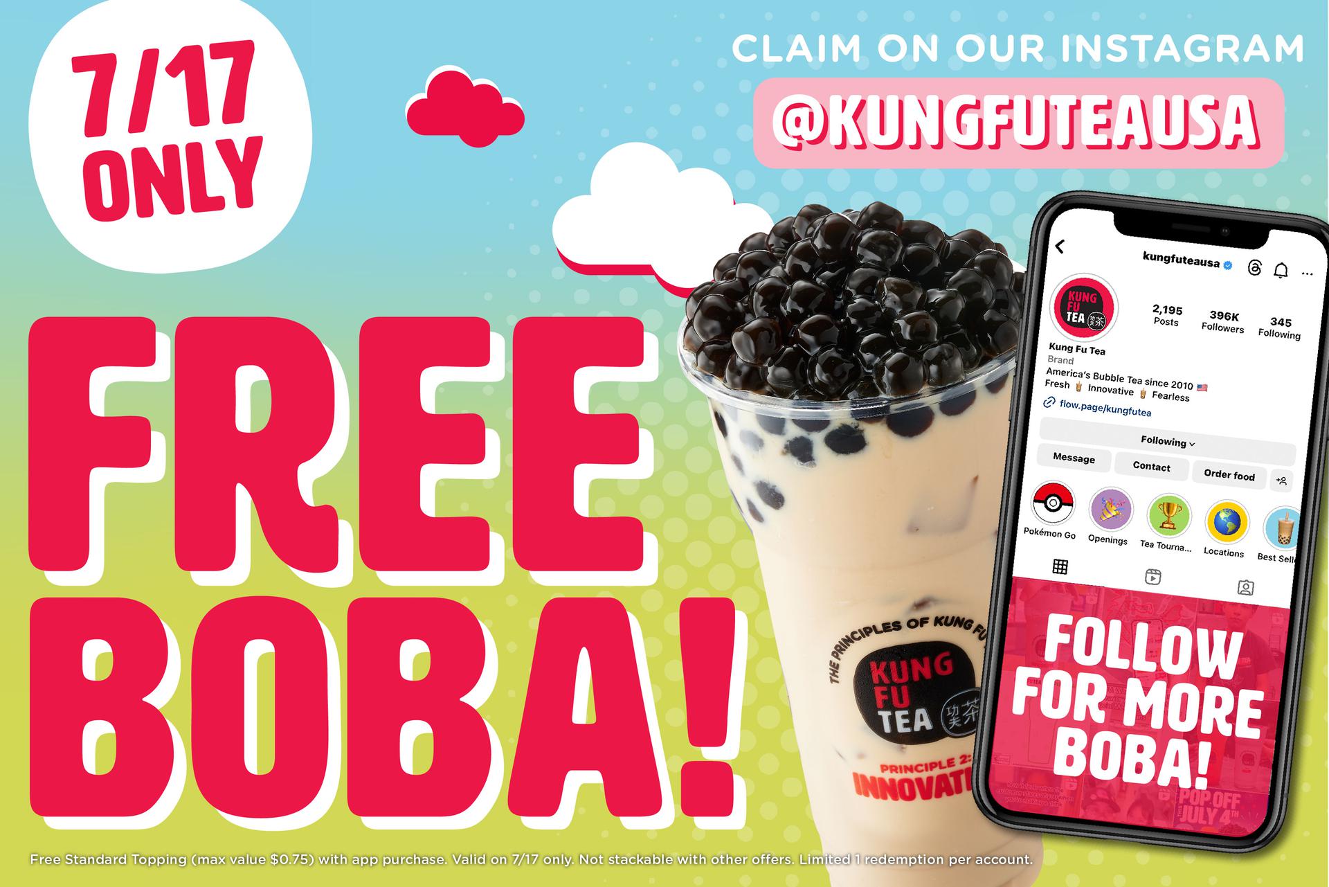 Free Boba Anyone? 👀 Get A FREE Topping This Monday! Kung Fu Tea